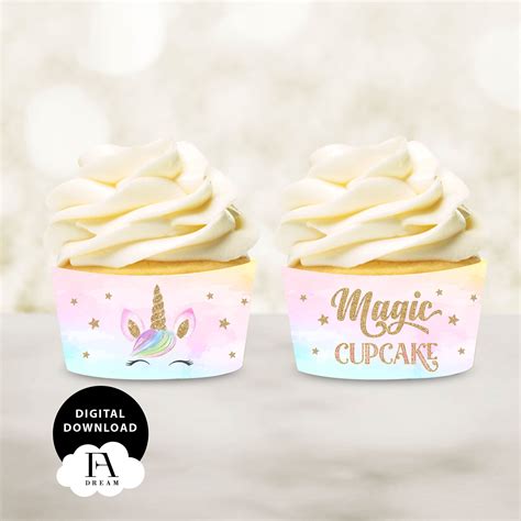 Unicorn Printable Cupcake Wrappers Cupcake Wrappers 1st Etsy