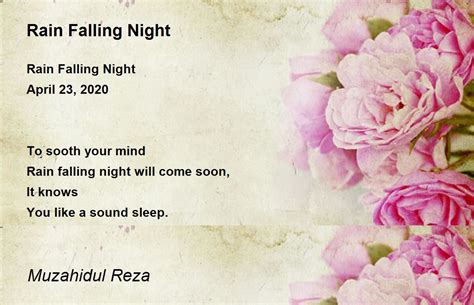 Rain Falling Night Rain Falling Night Poem By Muzahidul Reza