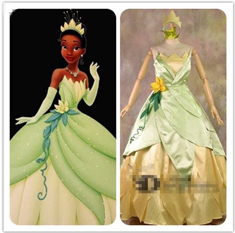 Free Shipping Tiana Princess Dress Costume Party Dress From The Princess And The Frog Cosplay In