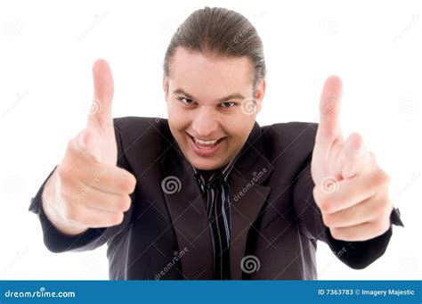 Young Businessman Showing Thumbs Up Stock Image Image Of Indoors
