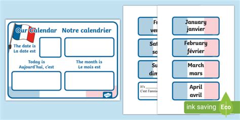 👉 Englishfrench Calendar Display Twinkl Ks1