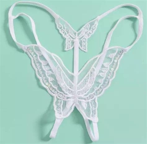 Sequined Butterfly Lace Thong Exotic Sheer Crotchless Panties Etsy 日本