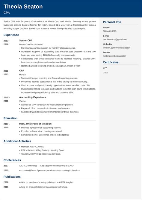 Senior Accountant Resume - 40 Free Accountant Resume 
