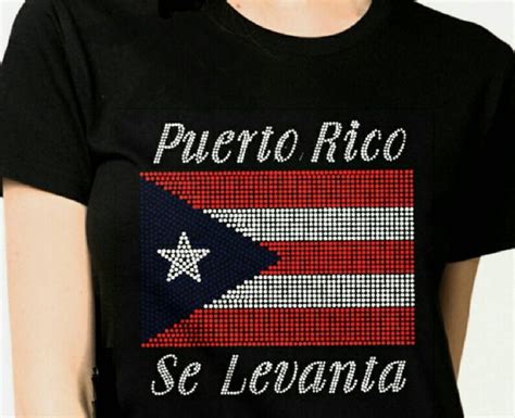 Puerto Rican Flag Bling T Shirt Rhinestones T Shirt Puerto Etsy Uk
