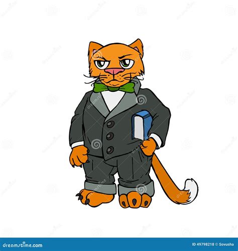 Red Cat Boss In Office Vector Illustration Stock Vector