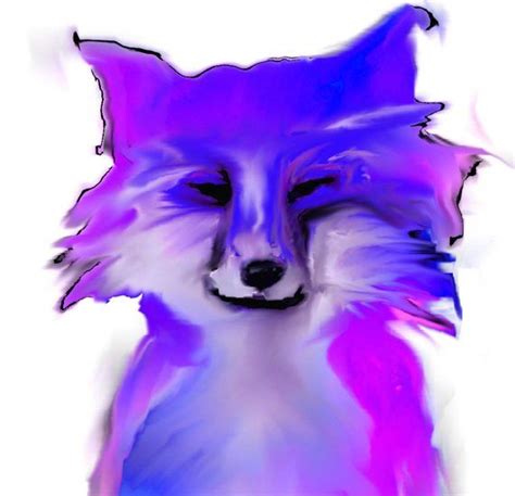 Fox Art Print Animal Illustration Violet Blue Purple Large Etsy
