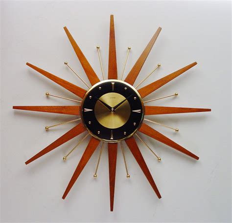 Starburst Clock Starburst Wall Clock By Welby Mid Century Etsy Wall