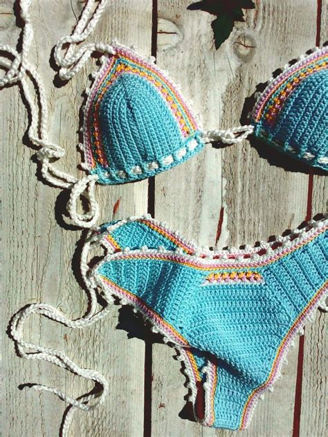 Crochet Bikini High Hip Brazilian Crochet Bikini Set Turquoise Etsy