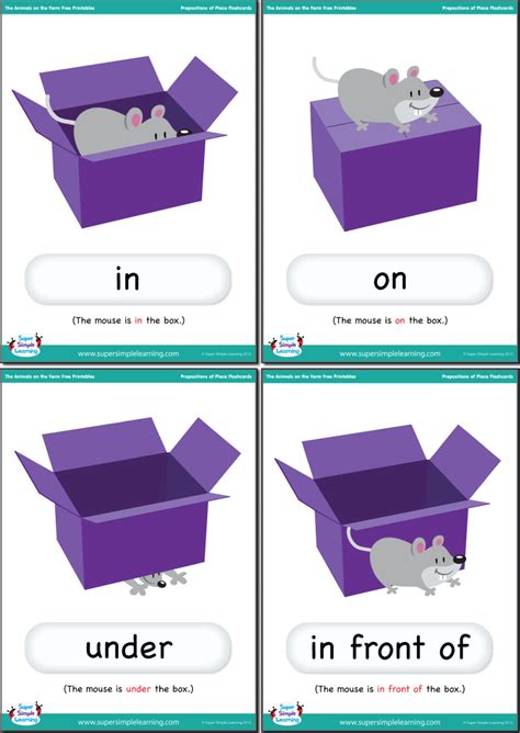 Prepositions Of Place Flashcards Animals On The Farm Super Simple
