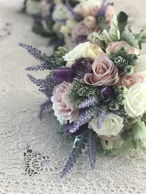 Check spelling or type a new query. Purple Tulip and rose artificial wedding bouquet | Bridal ...