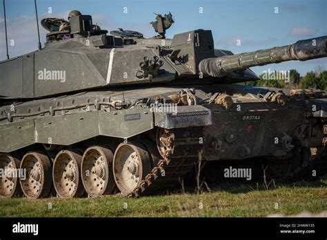 British Army Fv4034 Challenger 2 Main Battle Tank In Action On A