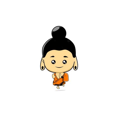 Premium Vector A Cartoon Of A Monk With A Black Hair And A Red Head
