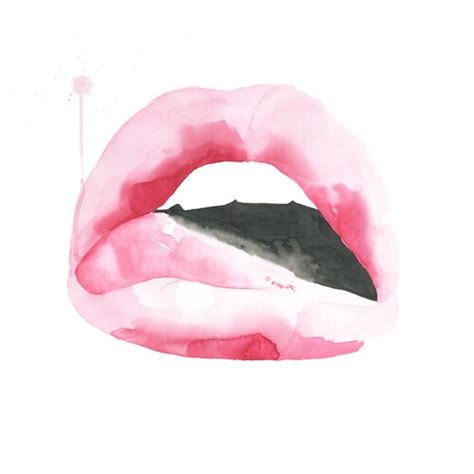 Pink Lips Watercolor Art Print Fashion Poster Makeup Pop Art Etsy