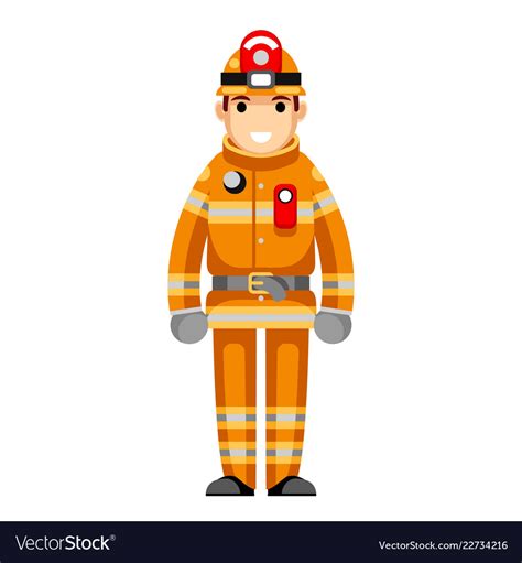 Firefighter Flat Design Character Isolated Vector Image