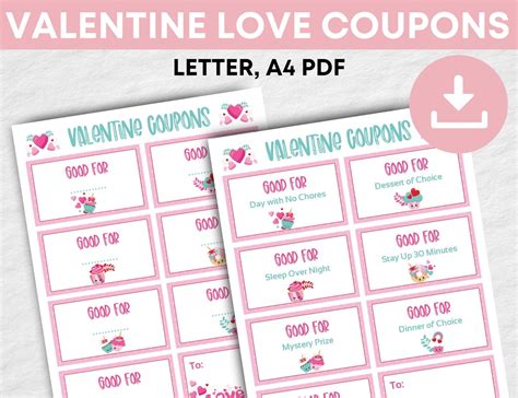 Valentine Coupons For Kids Printable Kids Love Coupons Diy Etsy