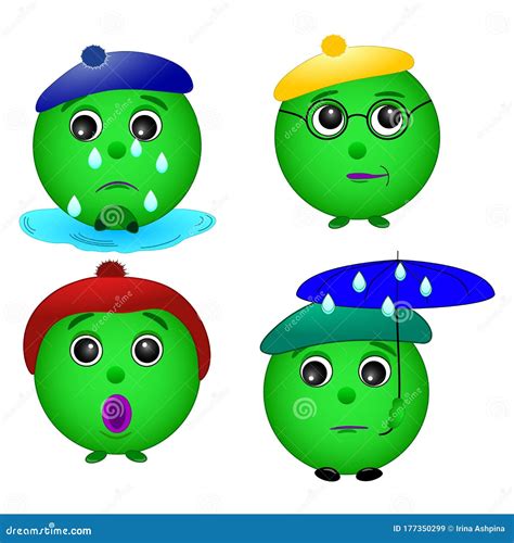 A Set Of Emotions The Smiley Is Green Surprise Smart Crying