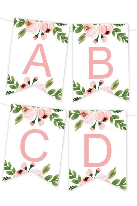 Light Pink Floral Printable Banner In 2020 Printable Banner Template