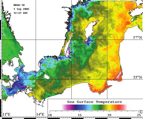 Sea Surface Temperature In The Baltic Sea On 1 September 2005 Noaa 18 Download Scientific