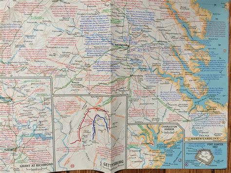 1961 Map Of Battlefields Of The Civil War National Geographic Etsy