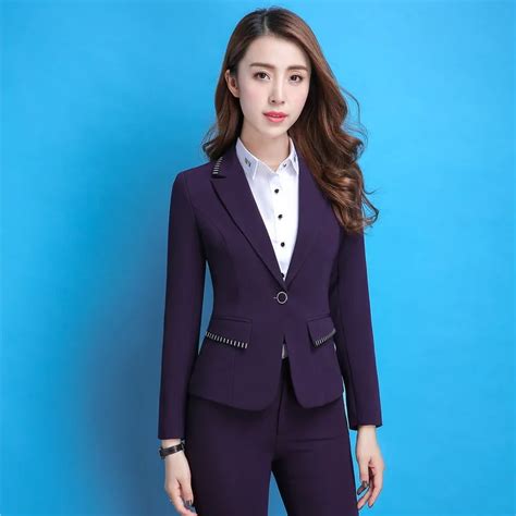 Fashion Formal Women Blazers And Jackets Purple Ladies Work Wear Blaser