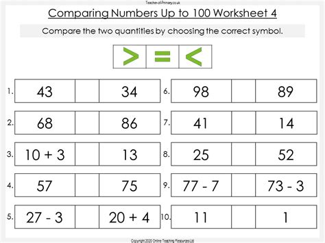 Comparing Numbers Ks2 Worksheets