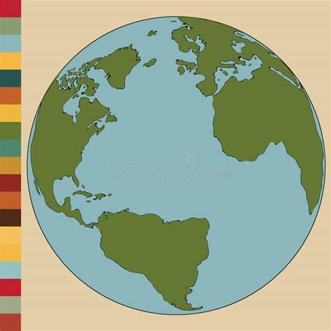 World Map And Globe Detail Stock Vector Illustration Of Atlantic