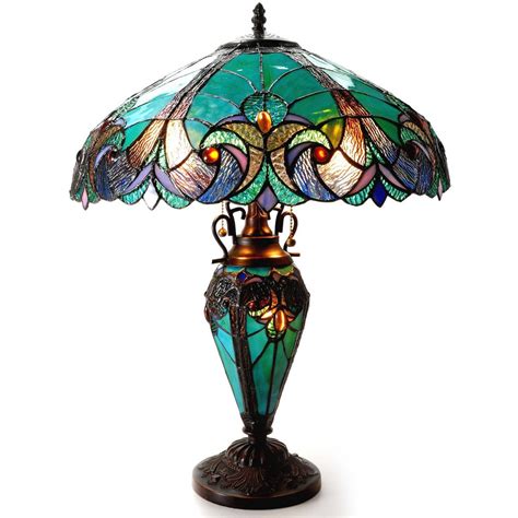 Chloe Lighting Liaison Tiffany Style 3 Light Victorian Double Lit Table