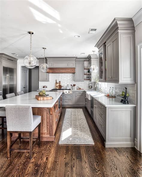 Brown White And Gray Kitchen I Love The Floors Home Kitchens Home