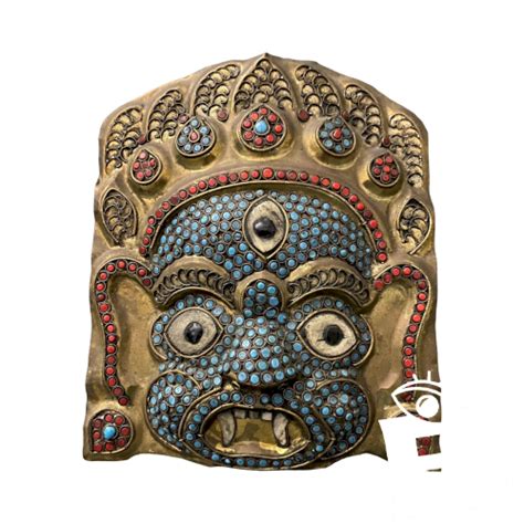 Tibetan Nepalese Ritual Mask Tibetan Protective Demon Mahakala Stones