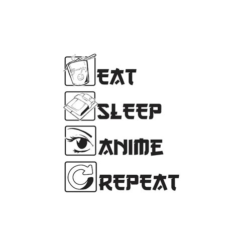 Eat Sleep Anime Repeat Png File Instant Download Etsy