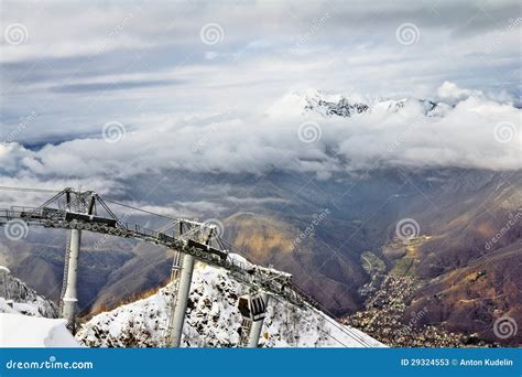 Ski Lift In Sochi Krasnaya Polyana Stock Image Image Of Climbing
