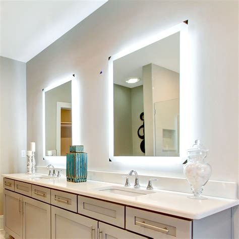Side Lighted Led Bathroom Vanity Mirror 30 X 30 Square Mirrors