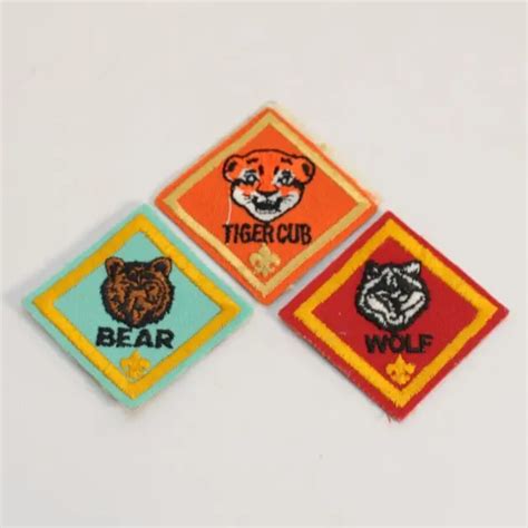 Vintage Bsa Cub Scouts Patches Bear Tiger Cub Wolf Lot Of 3 1500
