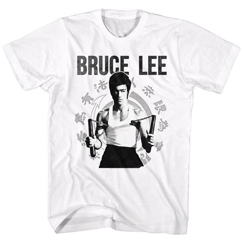 Bruce Lee Nunchucks Chinese Characters Mens T Shirt Kung Fu Martial Arts Legend Ebay Bruce