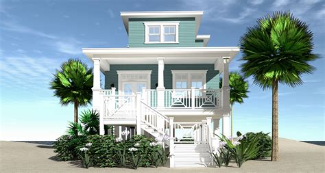 Elevated, stilt & raised house plans for builders. Narrow Beach Home with 3 Beds and Great Views - 44144TD ...