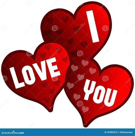 Isolated Hearts With Words I Love You Stock Image Image 35980355