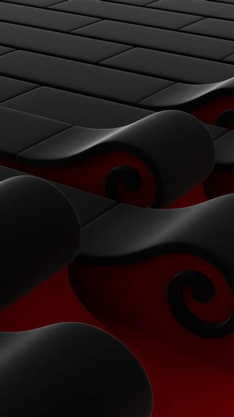 Abstract 3d Black And Red Waves