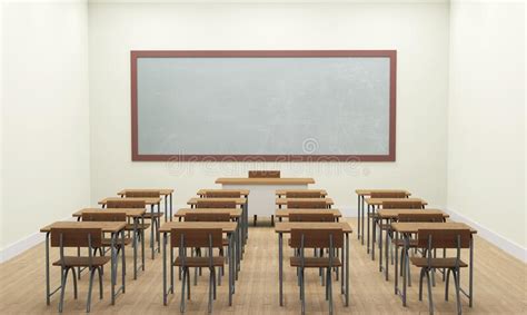 An Empty School Classroom Interior 3d Illustration Stock Illustration