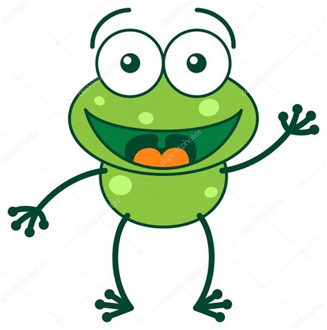 Clipart Waving Hand Frog Greeting And Waving Hand — Stock Vector