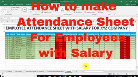 How To Make Employee Attendance Sheet With Salary In Ms Excel 2016