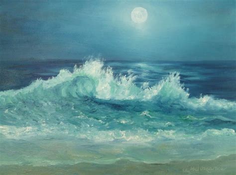 Moon Over Ocean Painting