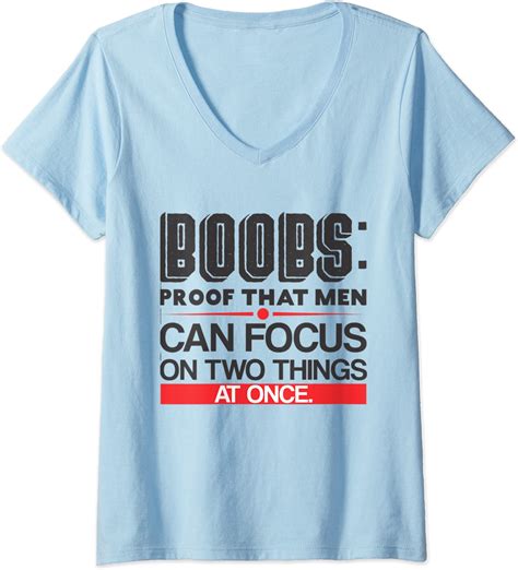 Womens Boobs Proof That Men Can Focus On Two Things V Neck