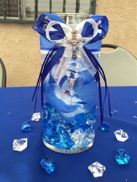 The table cover is absolutely lovely with fun and flowy fabric. Boy baptism center piece. If you would like to order these ...