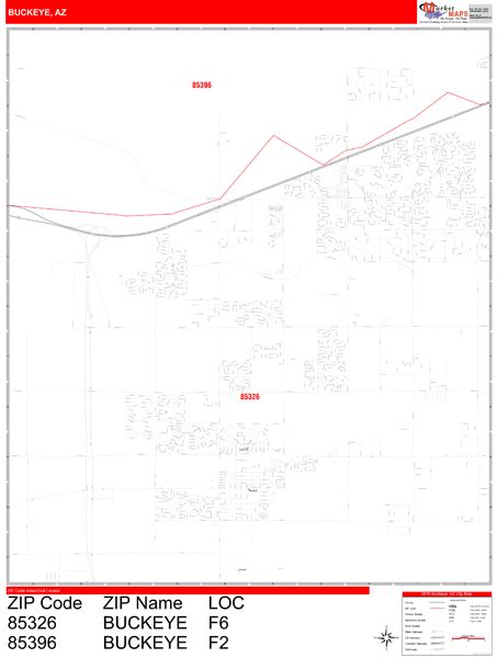 Buckeye Arizona Zip Code Wall Map Red Line Style By Marketmaps Mapsales