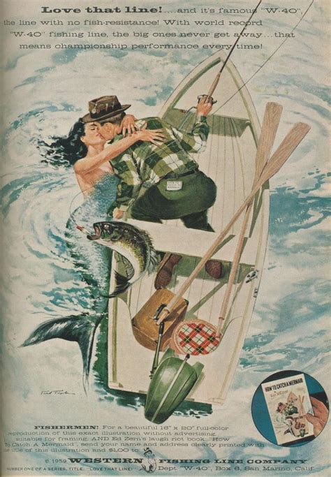Catching Eyes Fishing Ads From The 40s And 50s Mermaid Art Vintage