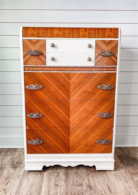 Sold Refinished Antique Waterfall Dresser Etsy Waterfall Dresser