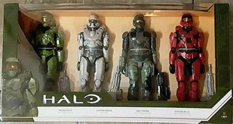 Halo Master Chief Spartan Tanaka Unsc Marine Mk Vll 4 Figure Pack W