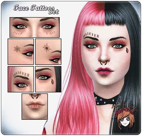 Jell O Sims Face Tattoos Set Standalone Love 4 Cc Finds