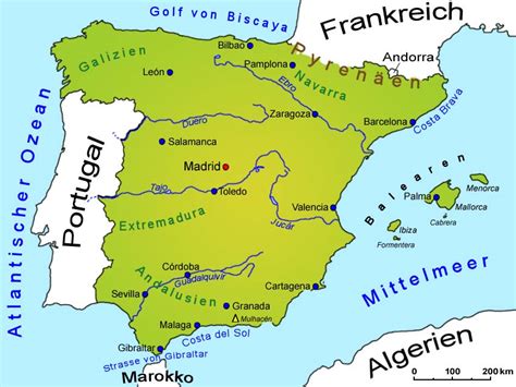 Politische landkarte mit den einzelnen regionen. Lage - Spanien