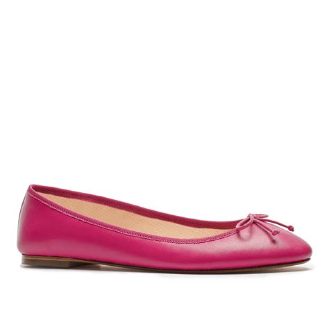 Pink Italian Leather Ballet Flats With Bow Etsy
